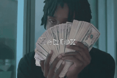 A Man Holding A Stack Of Money With The Word Zentox On The Bottom Right GIF