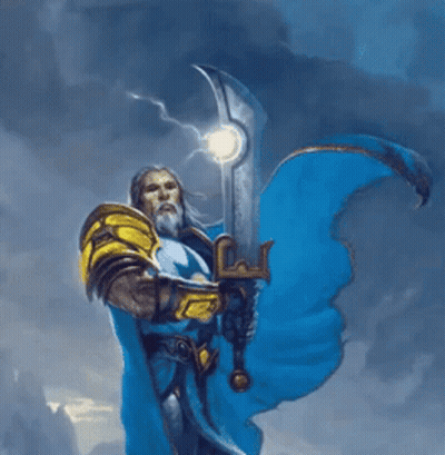 A Man Holding A Sword And A Speech Bubble That Says Well Met GIF