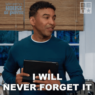 A Man Holding A Tablet With The Words I Will Never Forget It GIF
