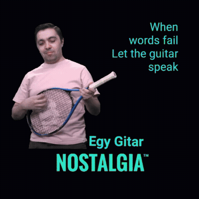 A Man Holding A Tennis Racquet With The Words When Words Fail Let The Guitar Speak On The Bottom GIF