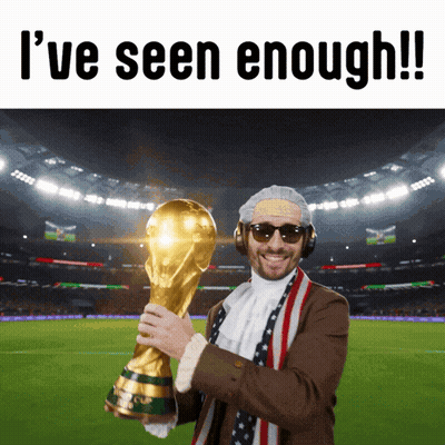 A Man Holding A Trophy That Says ' I 'Ve Seen Enough ' On The Top GIF