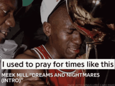 A Man Holding A Trophy With The Words " I Used To Pray For Times Like This " GIF
