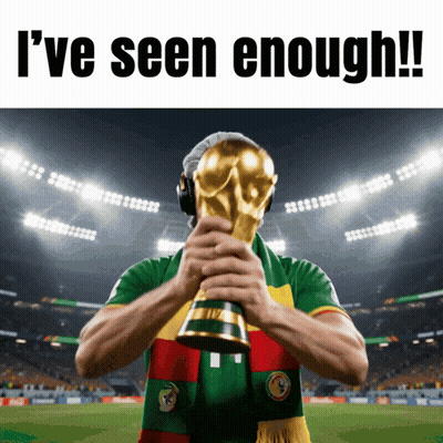 A Man Holding A Trophy With The Words " I 'Ve Seen Enough " On The Bottom GIF