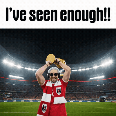 A Man Holding A Trophy With The Words " I 'Ve Seen Enough " On The Bottom GIF