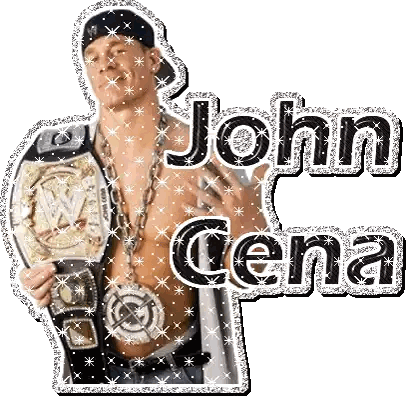 A Man Holding A Wrestling Championship Belt With The Name John Cena On It Sticker