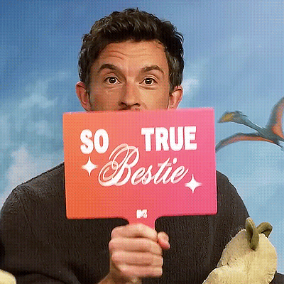 A Man Holds A Sign That Says So True Bestie GIF