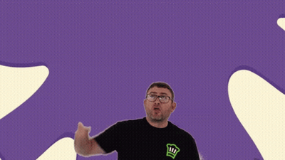 A Man Holds Up His Finger In Front Of A Sign That Says " This Is Right Here " GIF