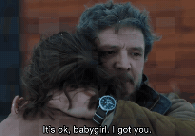 A Man Hugging A Woman With The Words It 'S Ok Babygirl I Got You Below Him GIF