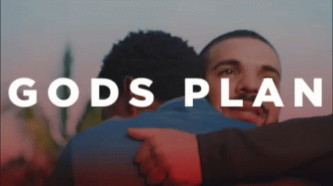 A Man Hugging Another Man With The Words Gods Plan Written Above Him GIF