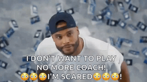 A Man In A Baseball Cap Is Saying I Don 'T Want To Play No More Coach I 'M Scared . GIF