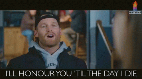 A Man In A Baseball Cap Says I 'Ll Honour You ' Til The Day I Die GIF