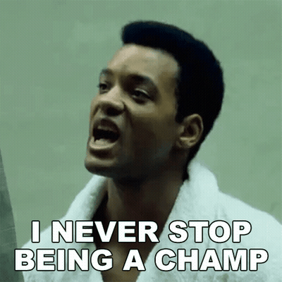 A Man In A Bathrobe Is Screaming And Saying I Never Stop Being A Champ GIF