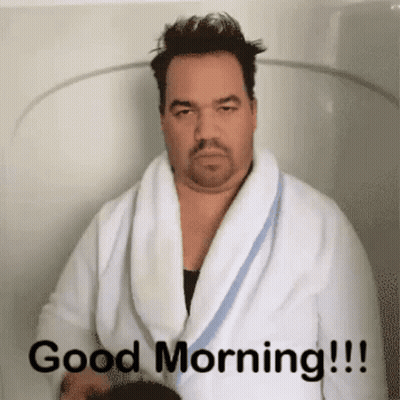 A Man In A Bathrobe Says " Good Morning " GIF