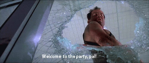 A Man In A Bathtub With The Words Welcome To The Party Pal Written On The Bottom GIF