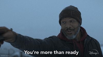 A Man In A Beanie Says " You 'Re More Than Ready " In Front Of A Disney + Logo GIF