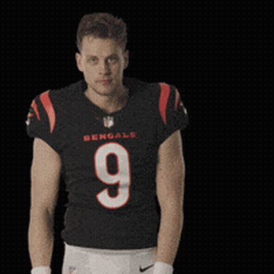 A Man In A Bengals Jersey With The Number 9 GIF