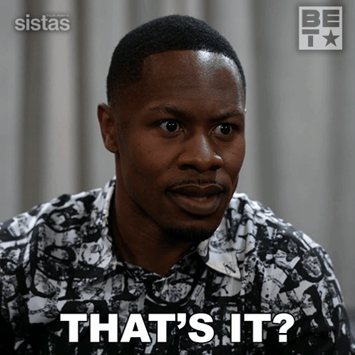 A Man In A Black And White Shirt Says That 'S It ' GIF