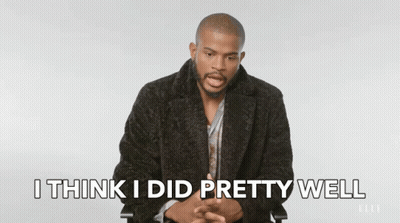 A Man In A Black Coat Says " I Think I Did Pretty Well " In Front Of A White Background GIF