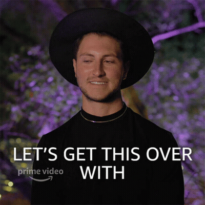 A Man In A Black Hat Is Smiling With The Words Let 'S Get This Over With GIF