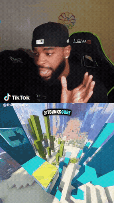 A Man In A Black Hat Is Talking Next To A Screenshot Of A Video Game GIF