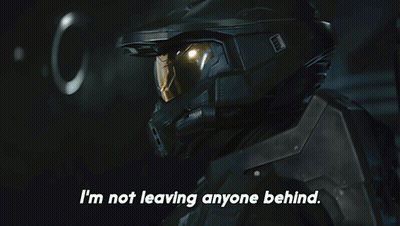 A Man In A Black Helmet Says " I 'M Not Leaving Anyone Behind " GIF