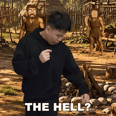 A Man In A Black Hoodie Is Standing In A Dirt Field And Says The Hell GIF