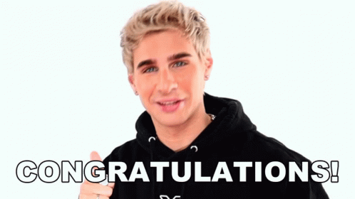 A Man In A Black Hoodie Says Congratulations In White Letters GIF