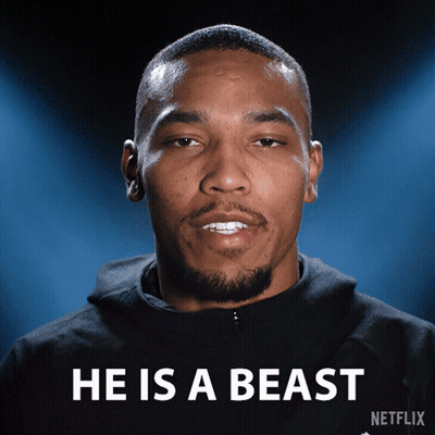A Man In A Black Hoodie Says He Is A Beast On A Netflix Poster GIF