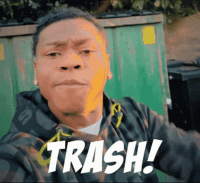 A Man In A Black Hoodie Says Trash GIF