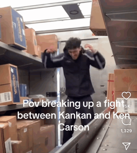 A Man In A Black Jacket Is Breaking Up A Fight Between Kankan And Ker Carson GIF