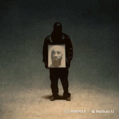 A Man In A Black Jacket Is Holding A Photo Of A Man GIF
