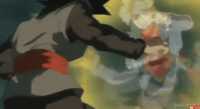 A Man In A Black Jacket Is Standing Next To Another Man In A Yellow Jacket . GIF