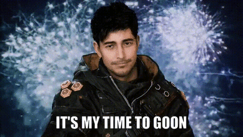 A Man In A Black Jacket Says It 'S My Time To Goon In Front Of Fireworks GIF