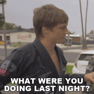 A Man In A Black Karate Uniform Is Asking What Were You Doing Last Night GIF