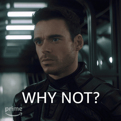 A Man In A Black Leather Jacket Is Asking Why Not GIF