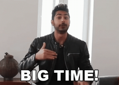 A Man In A Black Leather Jacket Says " Big Time " GIF