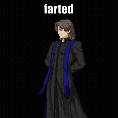 A Man In A Black Robe Is Holding A Plate Of Food And The Word Farted Is Above Him GIF