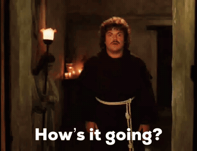 A Man In A Black Robe Is Standing In Front Of A Door And Asking How 'S It Going . GIF