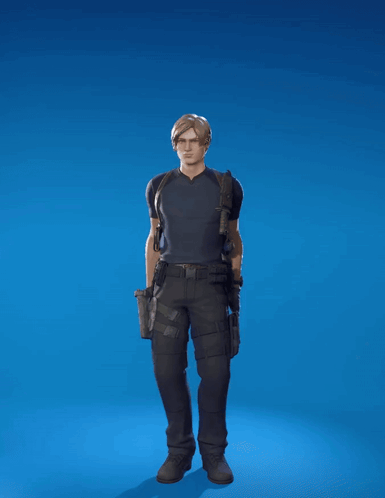 A Man In A Black Shirt And Black Pants Stands With His Arms In The Air GIF