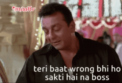 A Man In A Black Shirt Is Making A Funny Face And Says `` Teri Baat Wrong Bhi Ho Sakti Hai Na Boss '' GIF