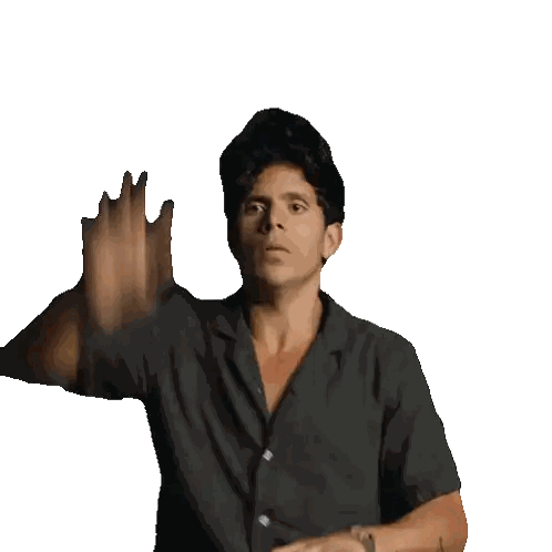 A Man In A Black Shirt Is Raising His Hand Sticker