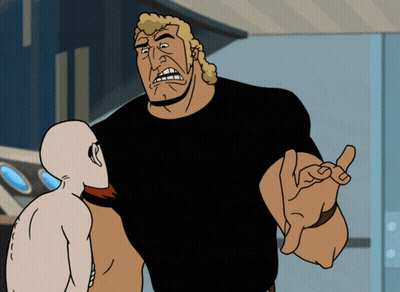 A Man In A Black Shirt Is Talking To A Child GIF