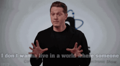 A Man In A Black Shirt Says I Don T Wanna Live In A World Where Someone GIF