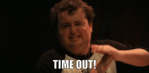 A Man In A Black Shirt Says Time Out GIF