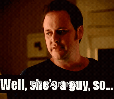 A Man In A Black Shirt Says Well , She 'S A Ninja Guy So ... GIF