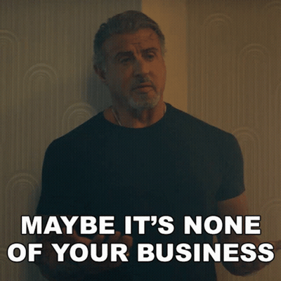 A Man In A Black Shirt With The Words Maybe It 'S None Of Your Business GIF
