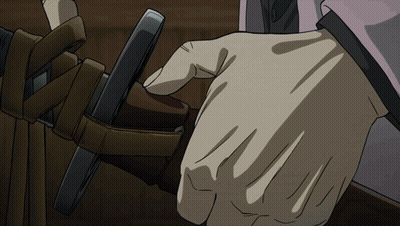 A Man In A Black Suit Is Looking Through Binoculars While Two Other Men Look On GIF