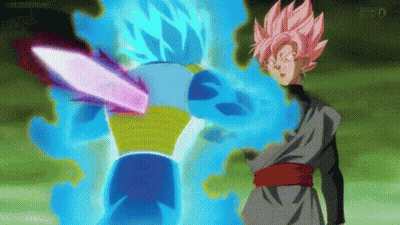 A Man In A Black Suit Is Standing In Front Of A Person In A Blue Costume . GIF