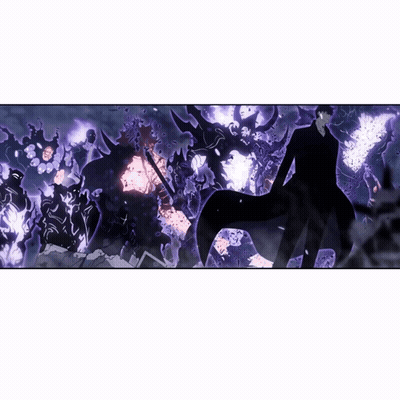 A Man In A Black Suit Stands In Front Of A Purple And Pink Monster GIF