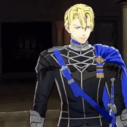 A Man In A Black Suit With A Blue Sash Around His Waist Is Holding A Sword . GIF